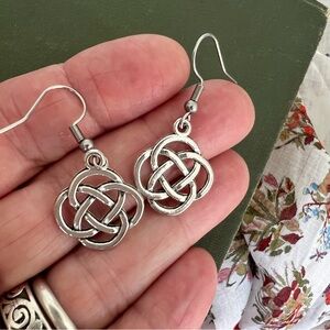 Silver Celtic Knot Earrings, Irish Eternal Love Symbol